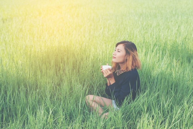 Girl sitting in the grass