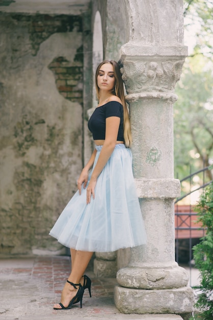 Free photo girl in skirt