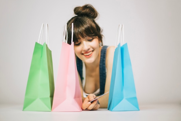 Girl smiling after shopping