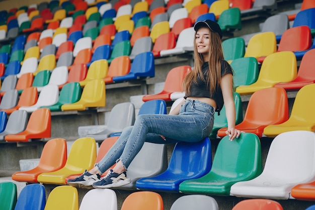 girl on a stadium