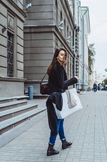 girl on the street of a European city