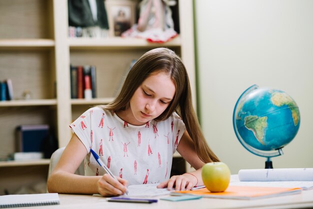 Girl studying at desktop