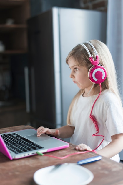 Girl using laptop