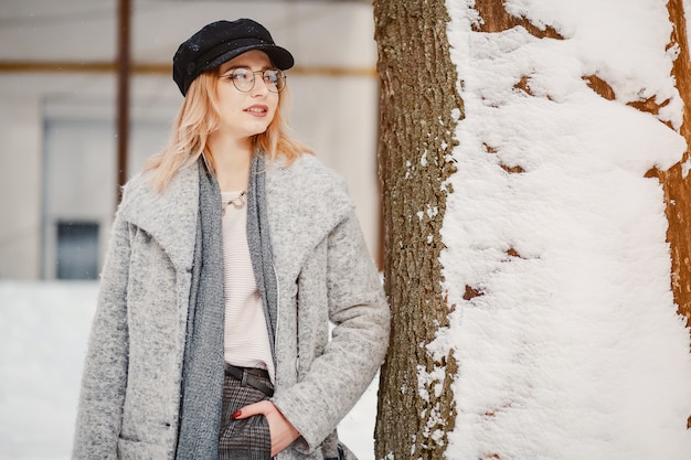 Free Photo girl in a winter city