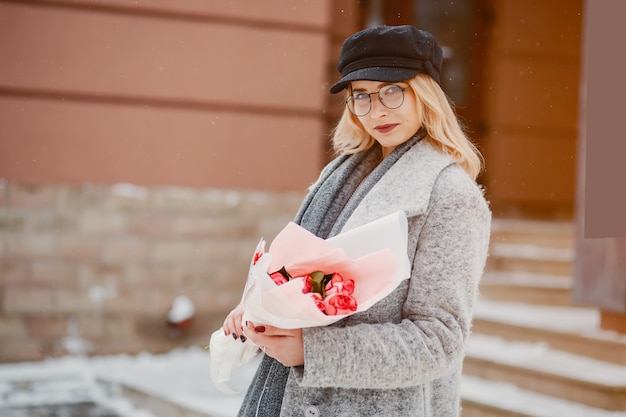 Free Photo girl in a winter city