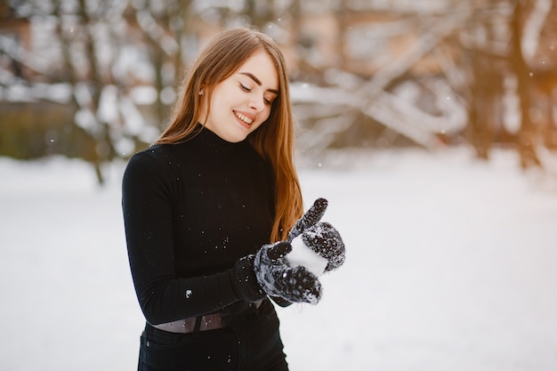 Free Photo girl in a winter park