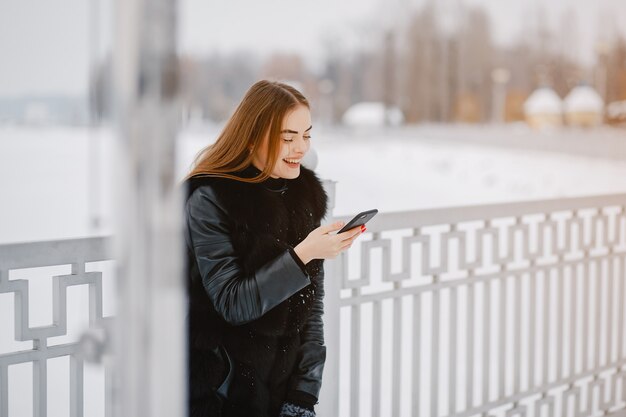 Girl in a winter park