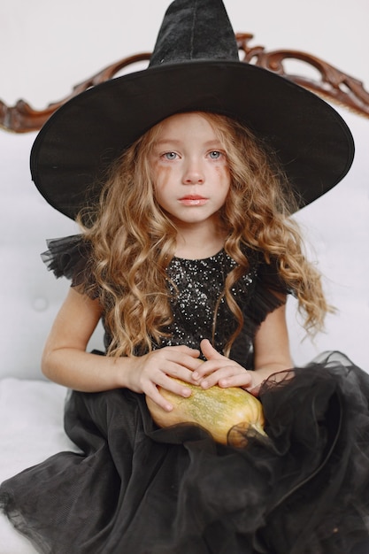 Free photo girl in witch costume