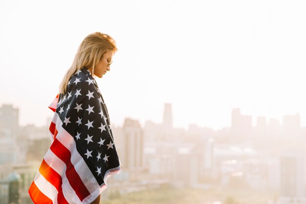 Girl with american flag