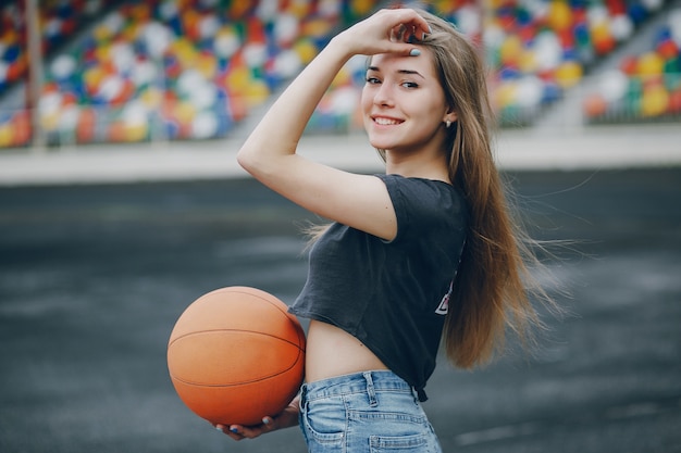 Free Photo girl with a ball