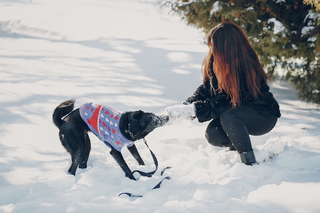 Free Photo girl with dog