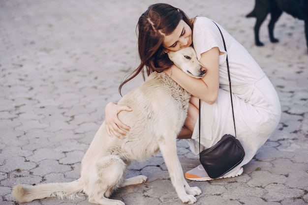 Free Photo girl with dog