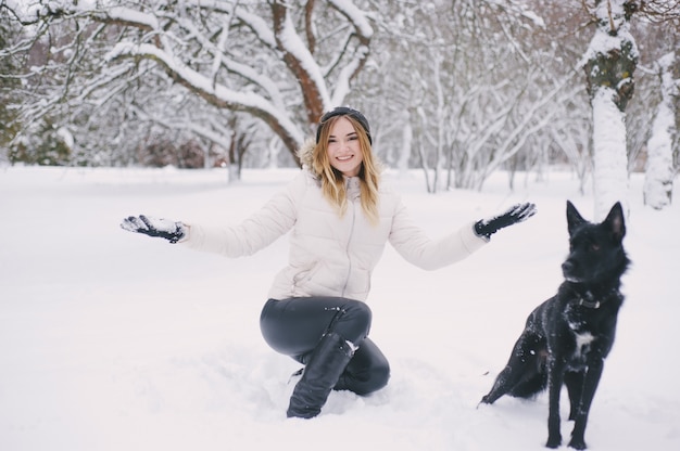 Free Photo girl with a dog