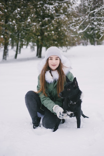 Free Photo girl with a dog