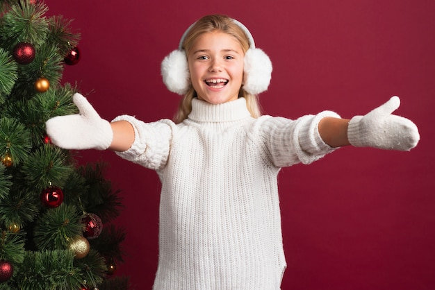 Girl with open arms front view