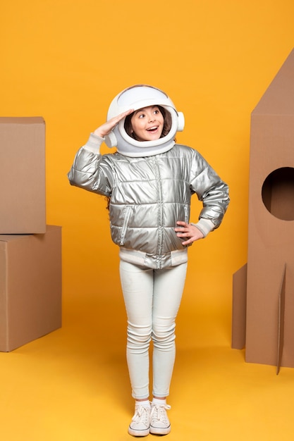 Free photo girl with space ship costume