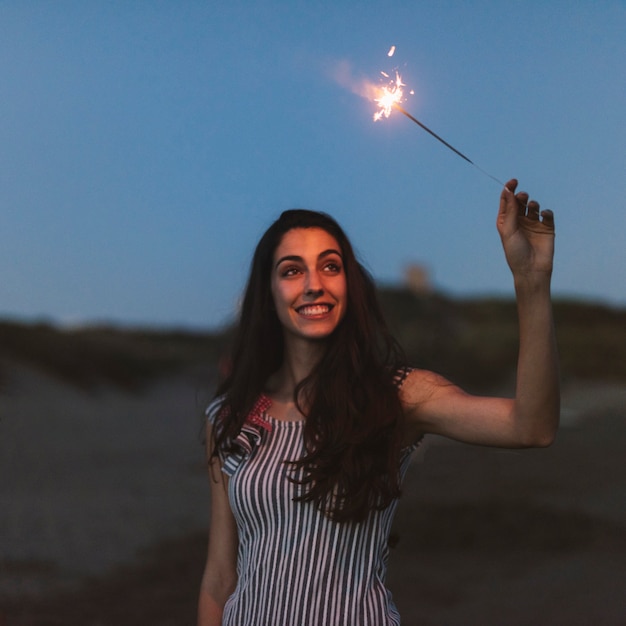 Free Photo girl with sparkler