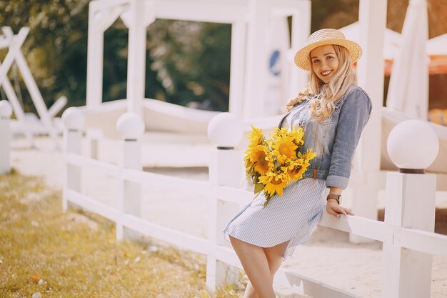 girl with sunflowers