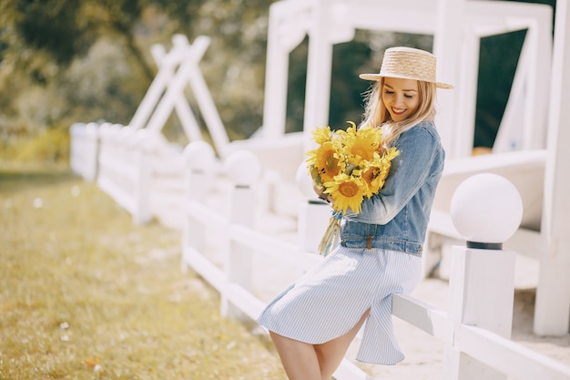 girl with sunflowers