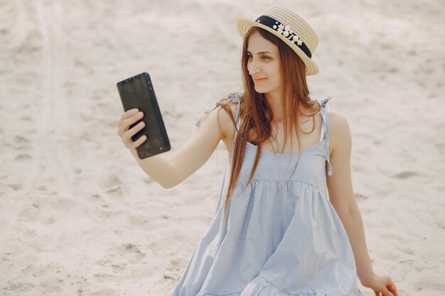 Free Photo girl with tablet