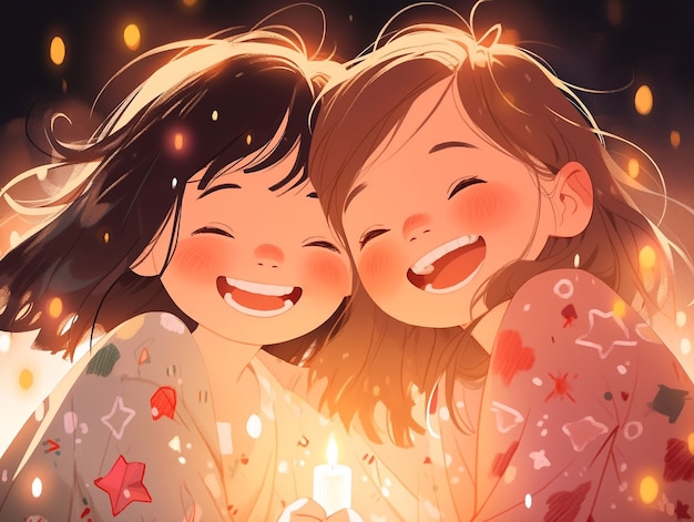 Free photo girls friendship cartoon