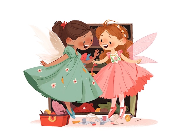 Free photo girls friendship cartoon