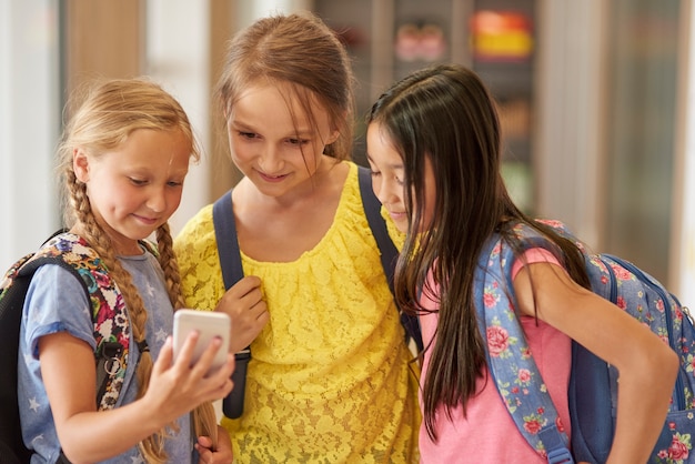 Girls having break time at school