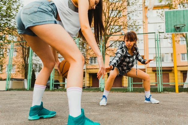 Girls playing basketball