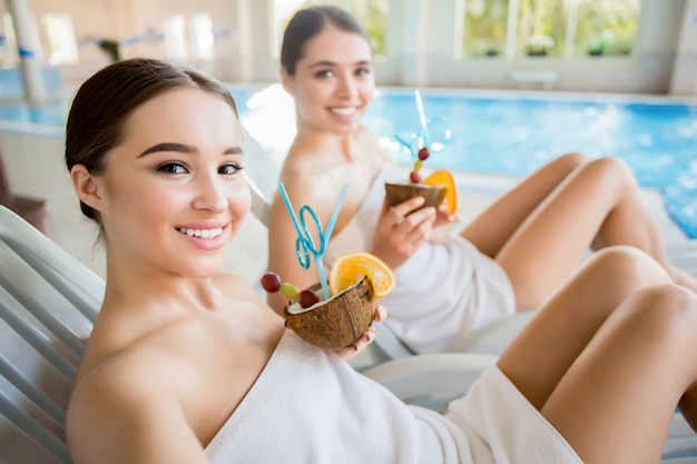 Free photo girls at spa resort