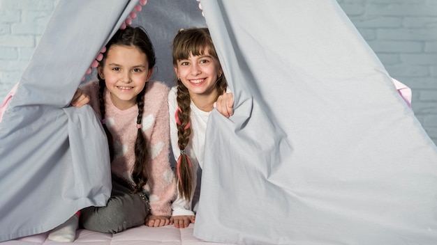 Girls in tent