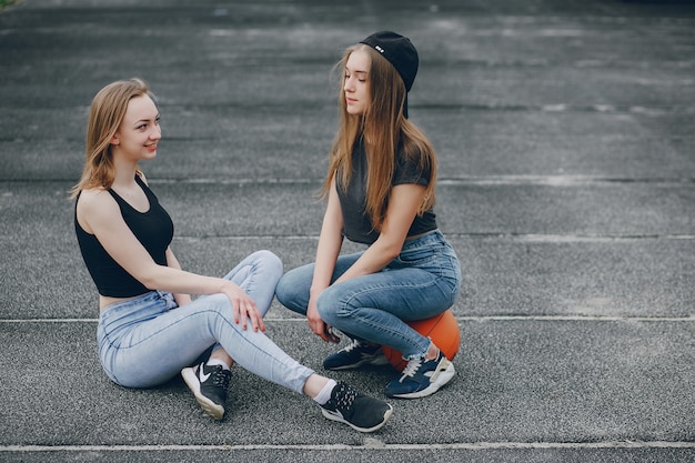 Free Photo girls with a ball