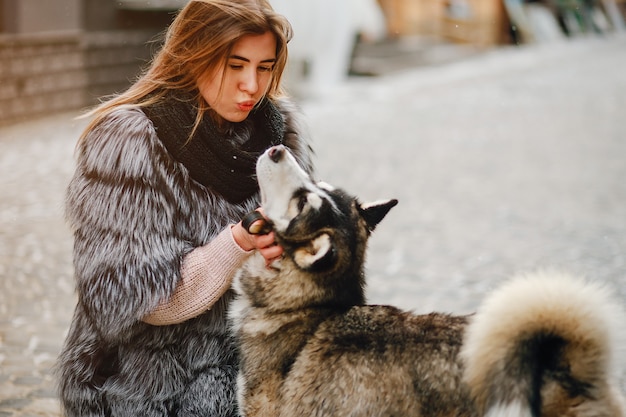 Girls with dog