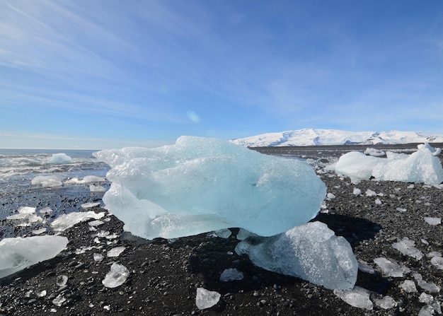 Glacial ice on the beach of Iceland