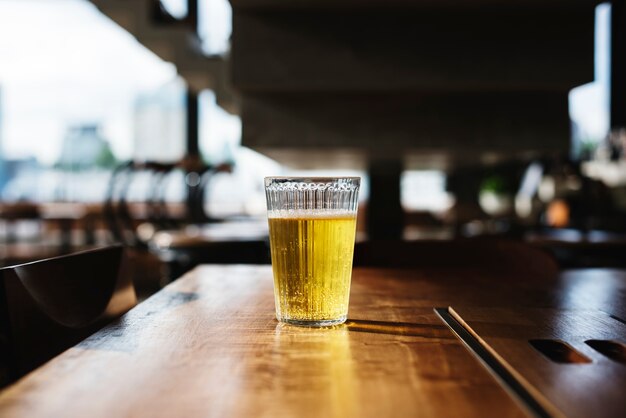 A glass of cold beer