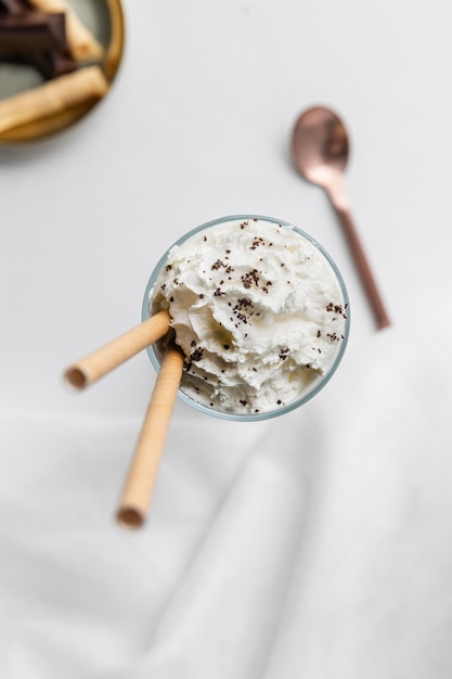 Free photo glass of frappucino on table