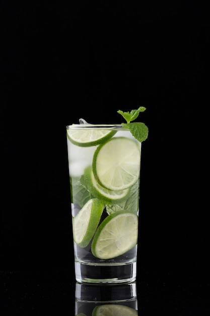 glass of fresh water with lemon