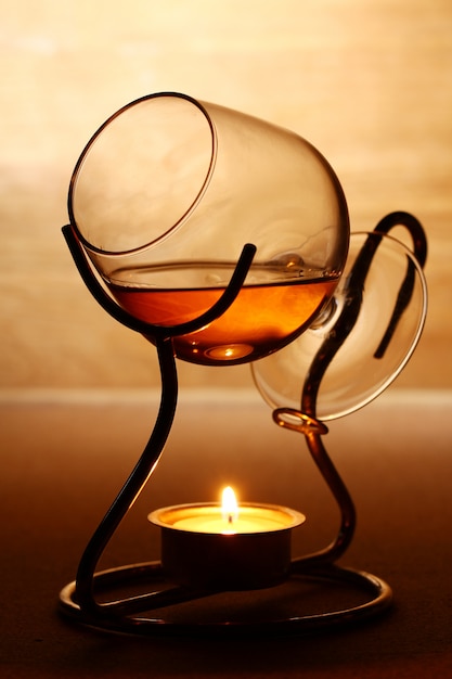 Free photo glass of hot cognac