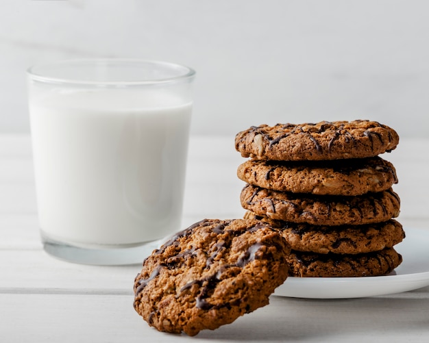 Glass of mil and Delicious cookies