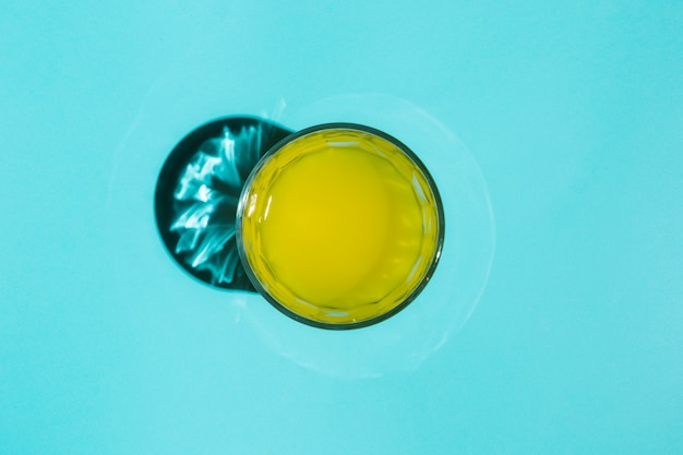 Glass of painted water on table