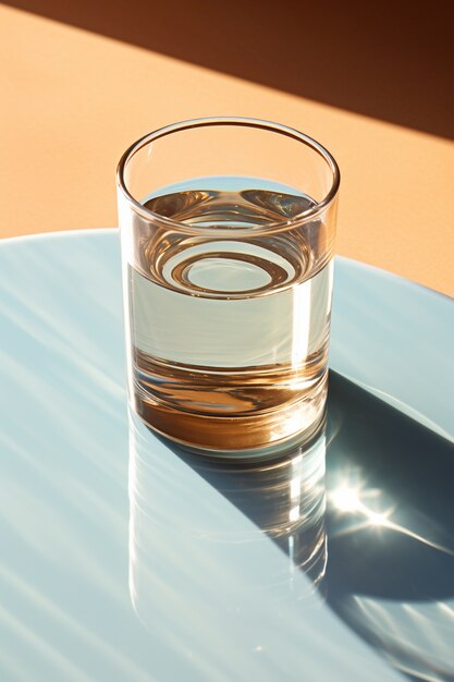 Glass of water with shadows