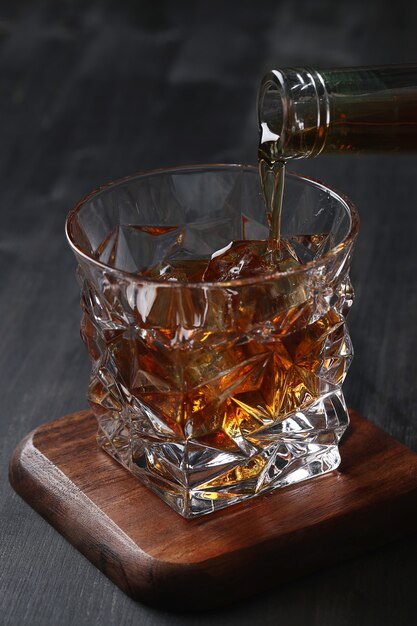 Glass of whiskey or bourbon, only with ice