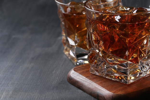 Glass of whiskey or bourbon, only with ice