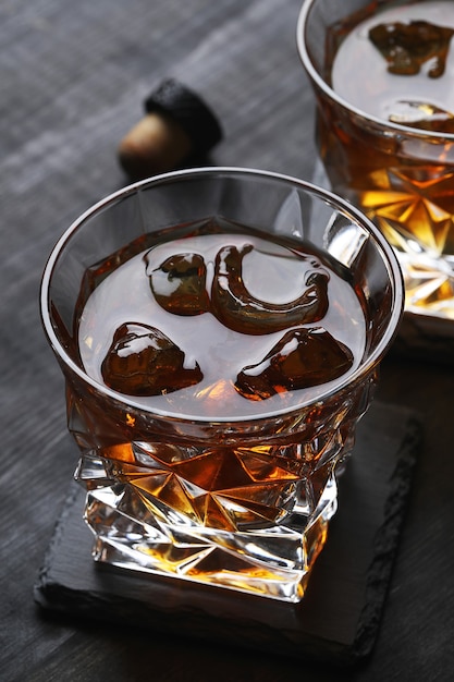 Glass of whiskey or bourbon, only with ice