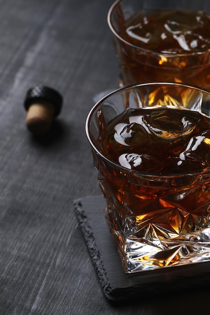 Glass of whiskey or bourbon, only with ice