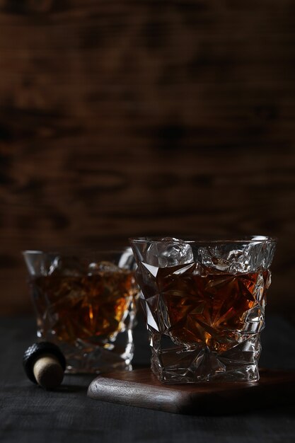 Glass of whiskey or bourbon, only with ice