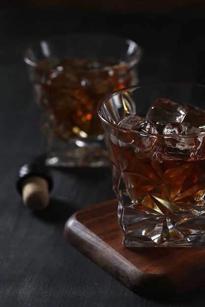 Glass of whiskey or bourbon, only with ice