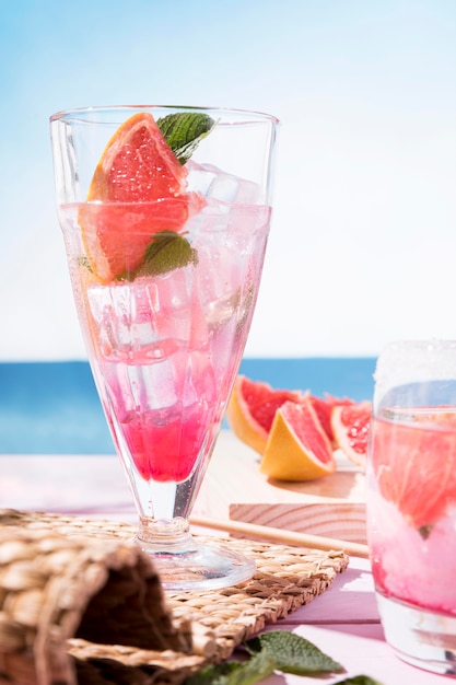 Glass with fresh fruit aroma drink