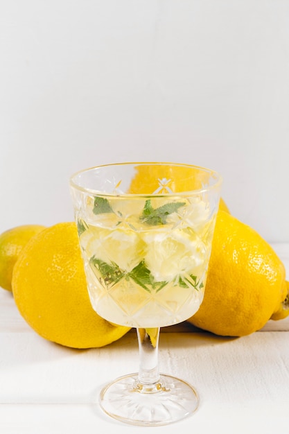 Glass with fresh lemonade