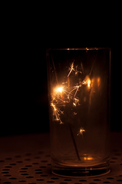 Free photo glass with sparkler