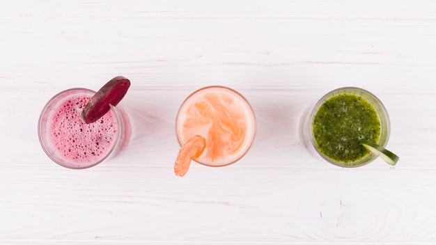 Glasses of freshly squeezed juice